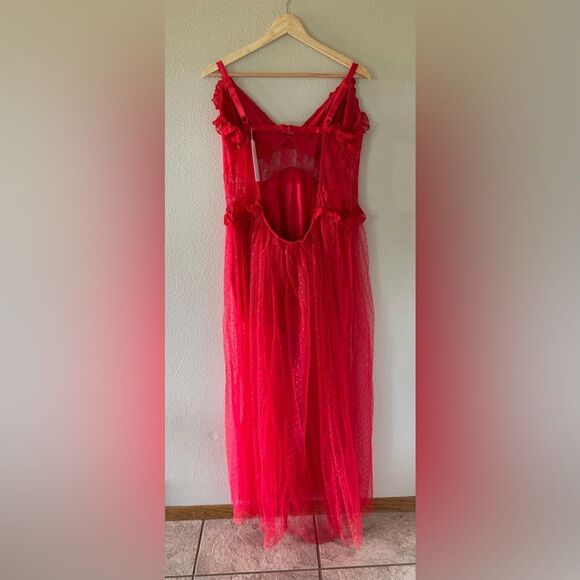 NWT Choosy OG Bae Dress Red Lace Sheer Polka Dot Mesh Sexy Dress Size 18 and 16 - Picture 7 of 10